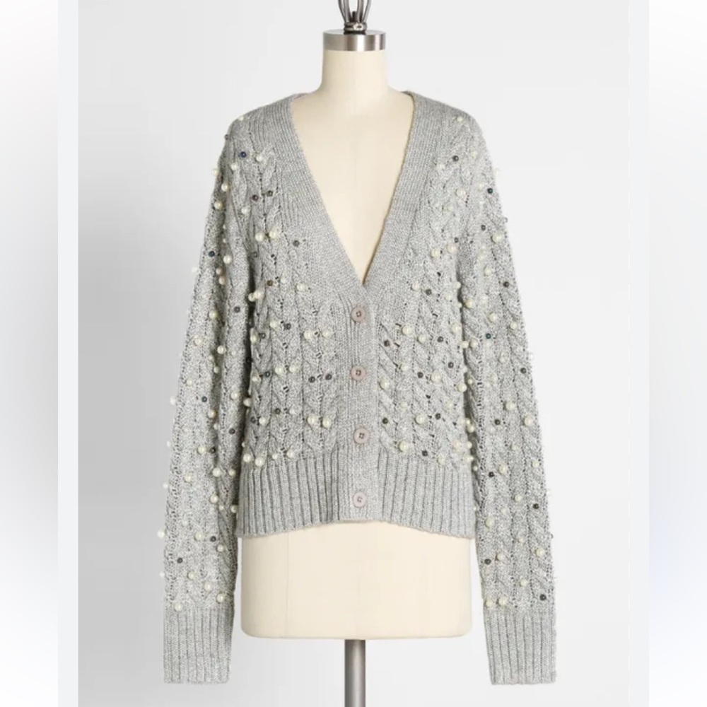 Modcloth Pearl Detail Cardigan Sweater